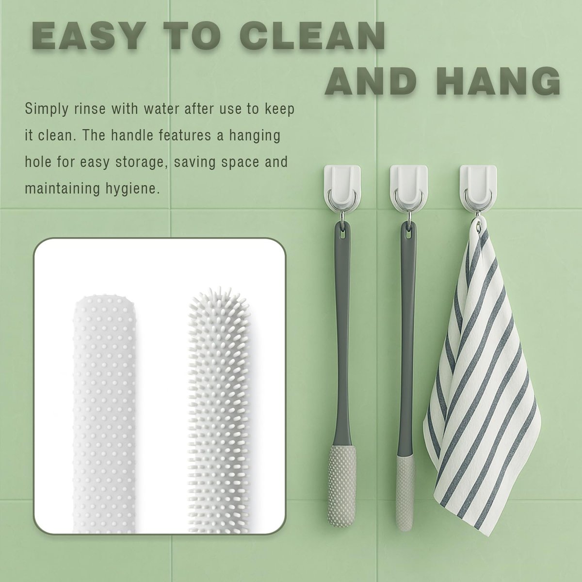 2-Pack Toe Cleaning Brush with Long Handle – Foot Scrubber & Exfoliating Anti-Itch Brush for Seniors, Pregnant Women, Men & Women (Grey) - görsel 7