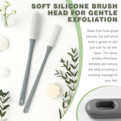 2-Pack Toe Cleaning Brush with Long Handle – Foot Scrubber & Exfoliating Anti-Itch Brush for Seniors, Pregnant Women, Men & Women (Grey) - görsel 6