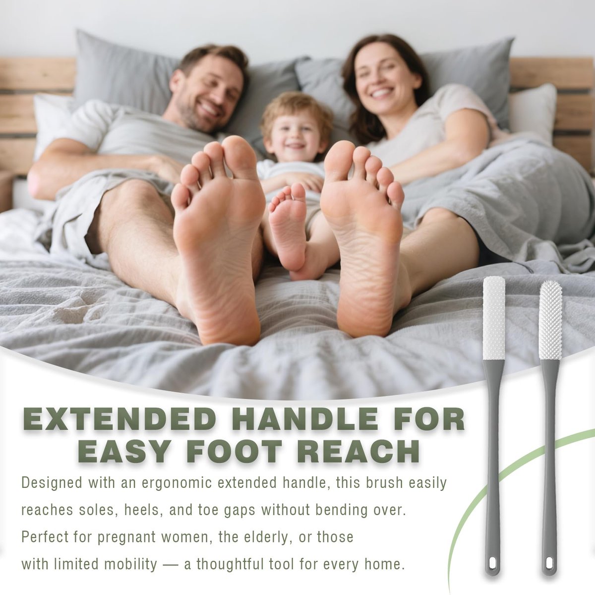 2-Pack Toe Cleaning Brush with Long Handle – Foot Scrubber & Exfoliating Anti-Itch Brush for Seniors, Pregnant Women, Men & Women (Grey) - görsel 9