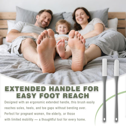 2-Pack Toe Cleaning Brush with Long Handle – Foot Scrubber & Exfoliating Anti-Itch Brush for Seniors, Pregnant Women, Men & Women (Grey)