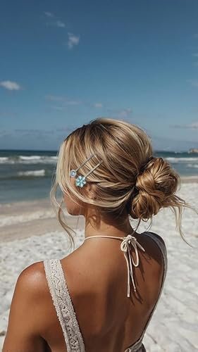 Boho Hair Pins – 7 Pack Vintage Silver Bobby Pins with Turquoise Stones for Women, Bohemian Hair Clips for Thick or Thin Hair - görsel 8
