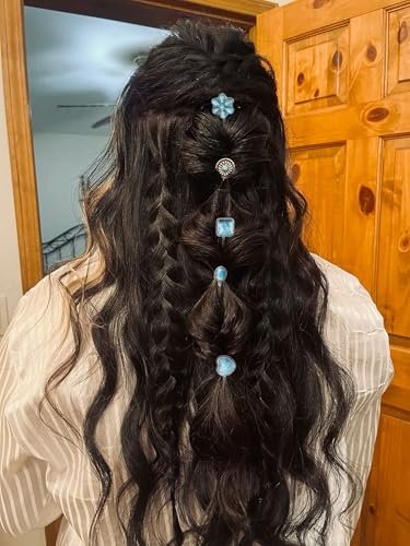 Boho Hair Pins – 7 Pack Vintage Silver Bobby Pins with Turquoise Stones for Women, Bohemian Hair Clips for Thick or Thin Hair - görsel 10