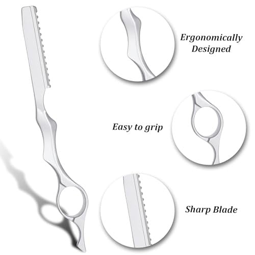 Professional Hair Thinning Razor Kit – 6.9" Stainless Steel Styling Razor with 10 Replacement Blades for Salon & Home Use - görsel 6