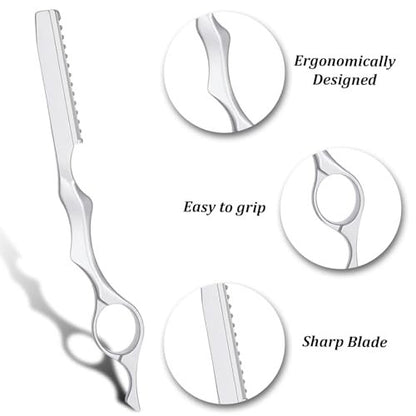 Professional Hair Thinning Razor Kit – 6.9" Stainless Steel Styling Razor with 10 Replacement Blades for Salon & Home Use