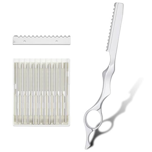 Professional Hair Thinning Razor Kit – 6.9" Stainless Steel Styling Razor with 10 Replacement Blades for Salon & Home Use - görsel 2