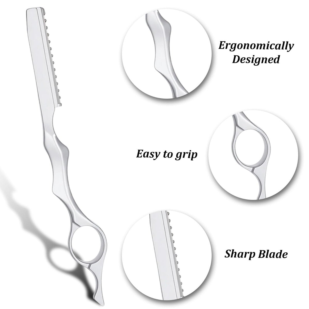 Professional Hair Thinning Razor Kit – 6.9" Stainless Steel Styling Razor with 10 Replacement Blades for Salon & Home Use - görsel 5