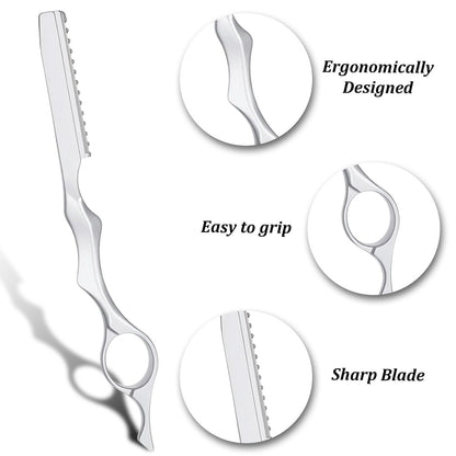 Professional Hair Thinning Razor Kit – 6.9" Stainless Steel Styling Razor with 10 Replacement Blades for Salon & Home Use