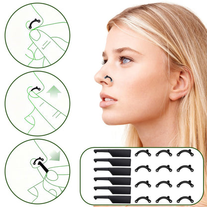 LXUEJIE 6-Pair Nose Lifter Set – Invisible Nose Shaping Clip for Rhinoplasty, Painless Nose Up Lifting Tool for Men & Women (Black)
