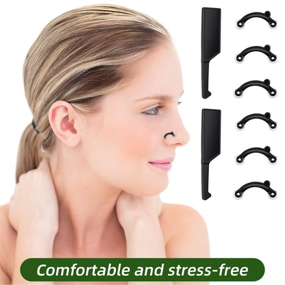 LXUEJIE 6-Pair Nose Lifter Set – Invisible Nose Shaping Clip for Rhinoplasty, Painless Nose Up Lifting Tool for Men & Women (Black)