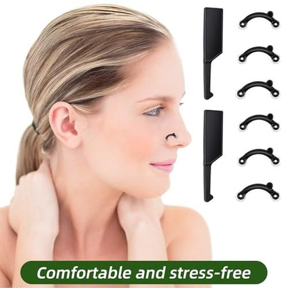 LXUEJIE 6-Pair Nose Lifter Set – Invisible Nose Shaping Clip for Rhinoplasty, Painless Nose Up Lifting Tool for Men & Women (Black)