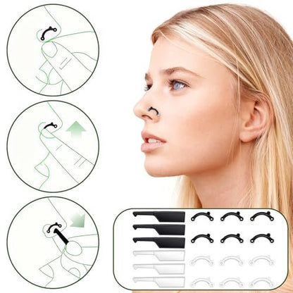 LXUEJIE 6-Pair Nose Lifter Set – Invisible Nose Shaping Clip for Rhinoplasty, No-Pain Nose Up Lifting Tool for Women & Men (Black + Transparent)