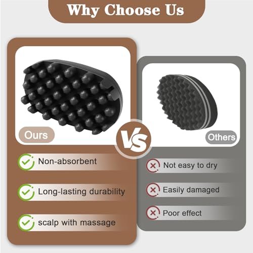 FOWSRHRG 3 Pack Silicone Curling Hair Brush & Metal Afro Pick Hair Comb Set – Durable Washable Curl Sponge for Black Men, Natural Hair, Dreadlocks, Coils & 4C Afro Hair Styling Tool Avelisse