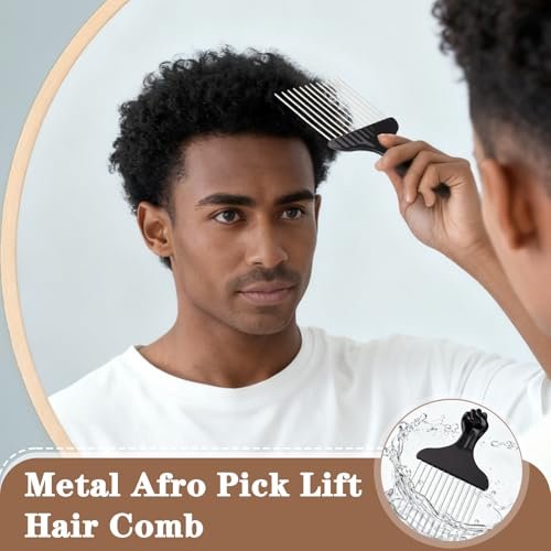 FOWSRHRG 3 Pack Silicone Curling Hair Brush & Metal Afro Pick Hair Comb Set – Durable Washable Curl Sponge for Black Men, Natural Hair, Dreadlocks, Coils & 4C Afro Hair Styling Tool Avelisse