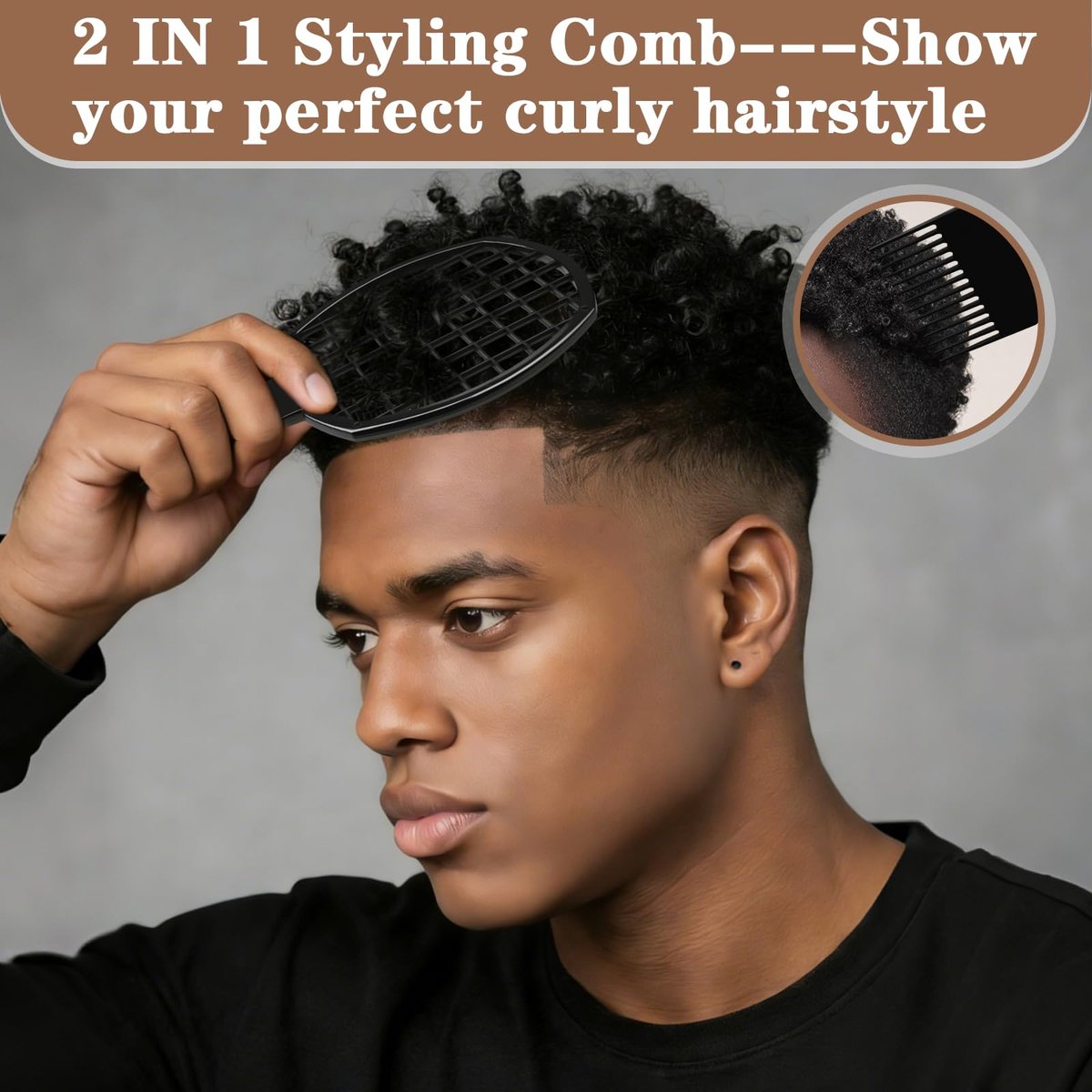 FOWSRHRG 3 Pack Silicone Curling Hair Brush & Metal Afro Pick Hair Comb Set – Durable Washable Curl Sponge for Black Men, Natural Hair, Dreadlocks, Coils & 4C Afro Hair Styling Tool Avelisse