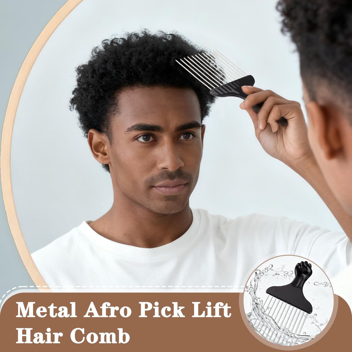 FOWSRHRG 3 Pack Silicone Curling Hair Brush & Metal Afro Pick Hair Comb Set – Durable Washable Curl Sponge for Black Men, Natural Hair, Dreadlocks, Coils & 4C Afro Hair Styling Tool Avelisse