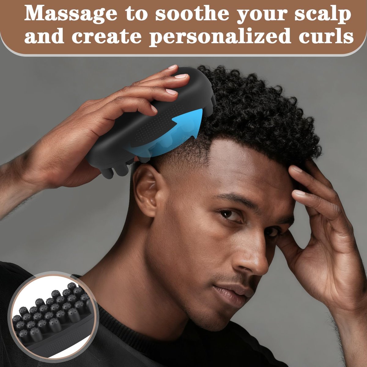FOWSRHRG 3 Pack Silicone Curling Hair Brush & Metal Afro Pick Hair Comb Set – Durable Washable Curl Sponge for Black Men, Natural Hair, Dreadlocks, Coils & 4C Afro Hair Styling Tool Avelisse