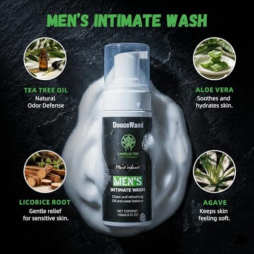 DOUCEWAND Men's Intimate Wash – pH Balanced Foaming Tea Tree Groin Cleanser, Odor Control with Agave & Licorice, Refreshing Body Wash – 5 Fl Oz - görsel 7