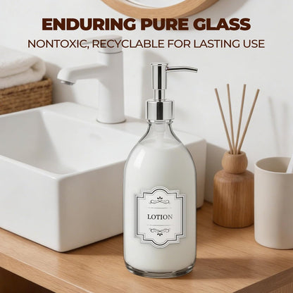Homepicker 16 oz Clear Glass Soap Dispenser with Plastic Silver Pump (2-Pack) – Elegant Hand Soap & Lotion Dispensers for Bathroom and Kitchen