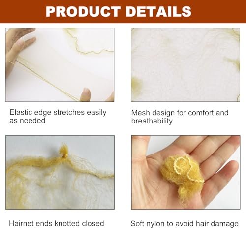 TNJPSEK 50 Set Blonde Hair Nets for Buns with U-Shaped Pins - Elastic Invisible Mesh Hairnets for Ballet, Dance, and Performance Hairstyles - görsel 6