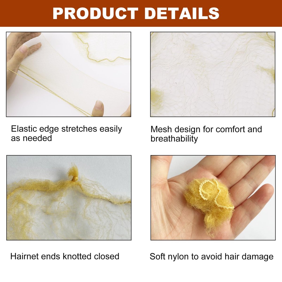 TNJPSEK 50 Set Blonde Hair Nets for Buns with U-Shaped Pins - Elastic Invisible Mesh Hairnets for Ballet, Dance, and Performance Hairstyles - görsel 5