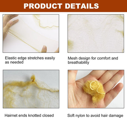 TNJPSEK 50 Set Blonde Hair Nets for Buns with U-Shaped Pins - Elastic Invisible Mesh Hairnets for Ballet, Dance, and Performance Hairstyles