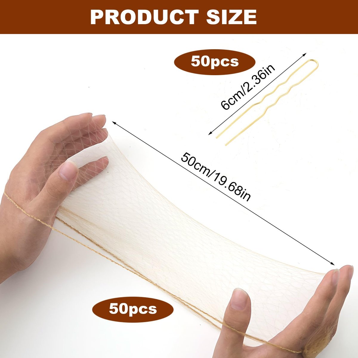 TNJPSEK 50 Set Blonde Hair Nets for Buns with U-Shaped Pins - Elastic Invisible Mesh Hairnets for Ballet, Dance, and Performance Hairstyles - görsel 7
