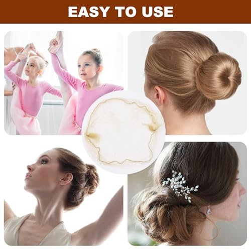 TNJPSEK 50 Set Blonde Hair Nets for Buns with U-Shaped Pins - Elastic Invisible Mesh Hairnets for Ballet, Dance, and Performance Hairstyles - görsel 4