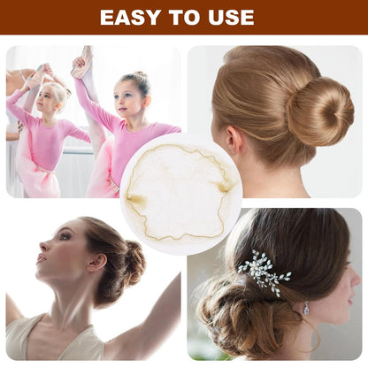 TNJPSEK 50 Set Blonde Hair Nets for Buns with U-Shaped Pins - Elastic Invisible Mesh Hairnets for Ballet, Dance, and Performance Hairstyles