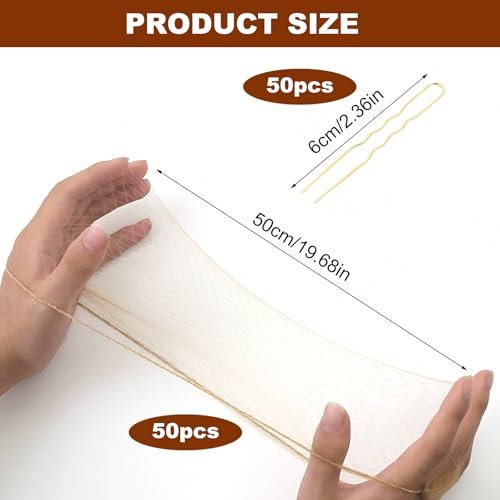 TNJPSEK 50 Set Blonde Hair Nets for Buns with U-Shaped Pins - Elastic Invisible Mesh Hairnets for Ballet, Dance, and Performance Hairstyles - görsel 8