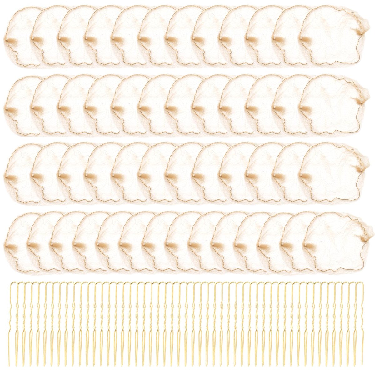 TNJPSEK 50 Set Blonde Hair Nets for Buns with U-Shaped Pins - Elastic Invisible Mesh Hairnets for Ballet, Dance, and Performance Hairstyles - görsel 13