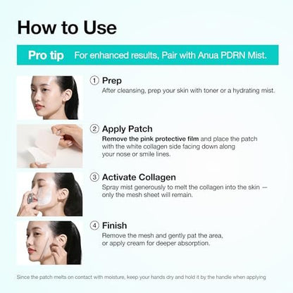 Anua Salmon DNA PDRN Collagen Melting Patch for Glass Skin - Smile Line & Wrinkle Patches, Firming Fine Lines, Hydrating, Korean Skincare, 2 Pairs x 4EA Avelisse