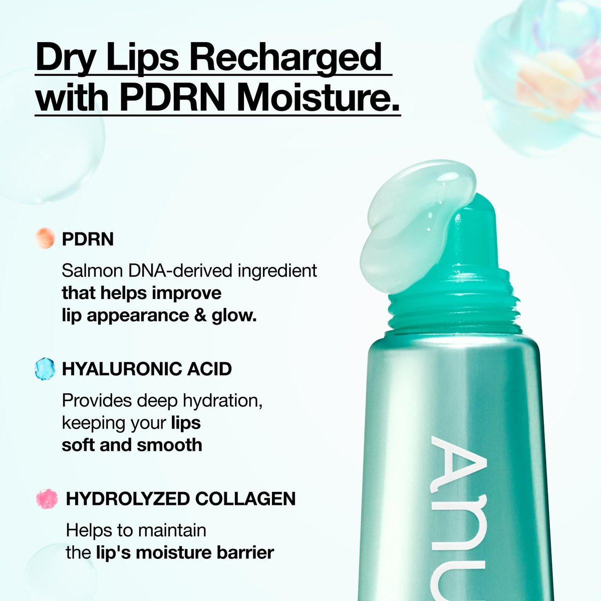 Anua PDRN Lip Serum – Long-Lasting Hydration for Dry, Cracked Lips with Salmon DNA, Hyaluronic Acid & Collagen | Korean Skincare | 0.33 fl.oz Avelisse