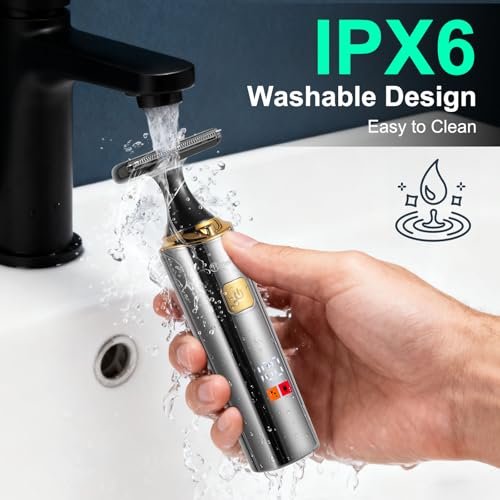 Hatteker Electric Mens Back Shaver Body Trimmer Hair Groomer 4 in 1 Kit - Waterproof, Extendable Arm, for Facial, Chin, Arm, Back, Pubic Hair - Black Avelisse