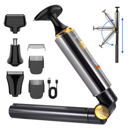 Hatteker Electric Mens Back Shaver Body Trimmer Hair Groomer 4 in 1 Kit - Waterproof, Extendable Arm, for Facial, Chin, Arm, Back, Pubic Hair - Black Avelisse
