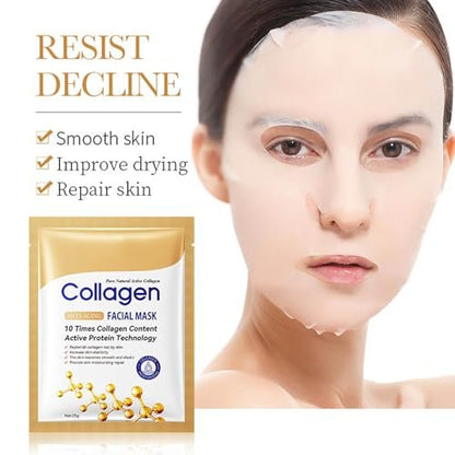 Collagen Skin Care Set - 7 Piece Anti Aging Face Care Kit with Facial Cleanser, Serum, Toner, Eye Cream, Cream & Face Mask for Hydrate, Firm & Smooth Wrinkles