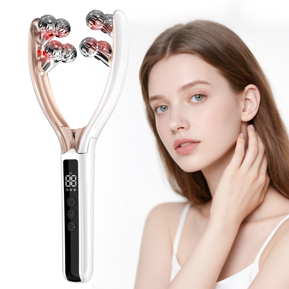 Doge&Vollar Facial Massager for Face and Neck – Rechargeable Lymphatic Drainage Contour Brush for Women, Korean Skin Care Shaper & Slimmer (Beige) Avelisse