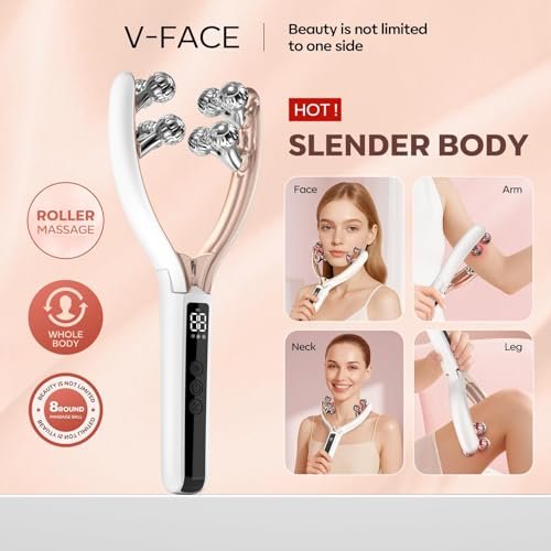 Doge&Vollar Facial Massager for Face and Neck – Rechargeable Lymphatic Drainage Contour Brush for Women, Korean Skin Care Shaper & Slimmer (Beige) Avelisse