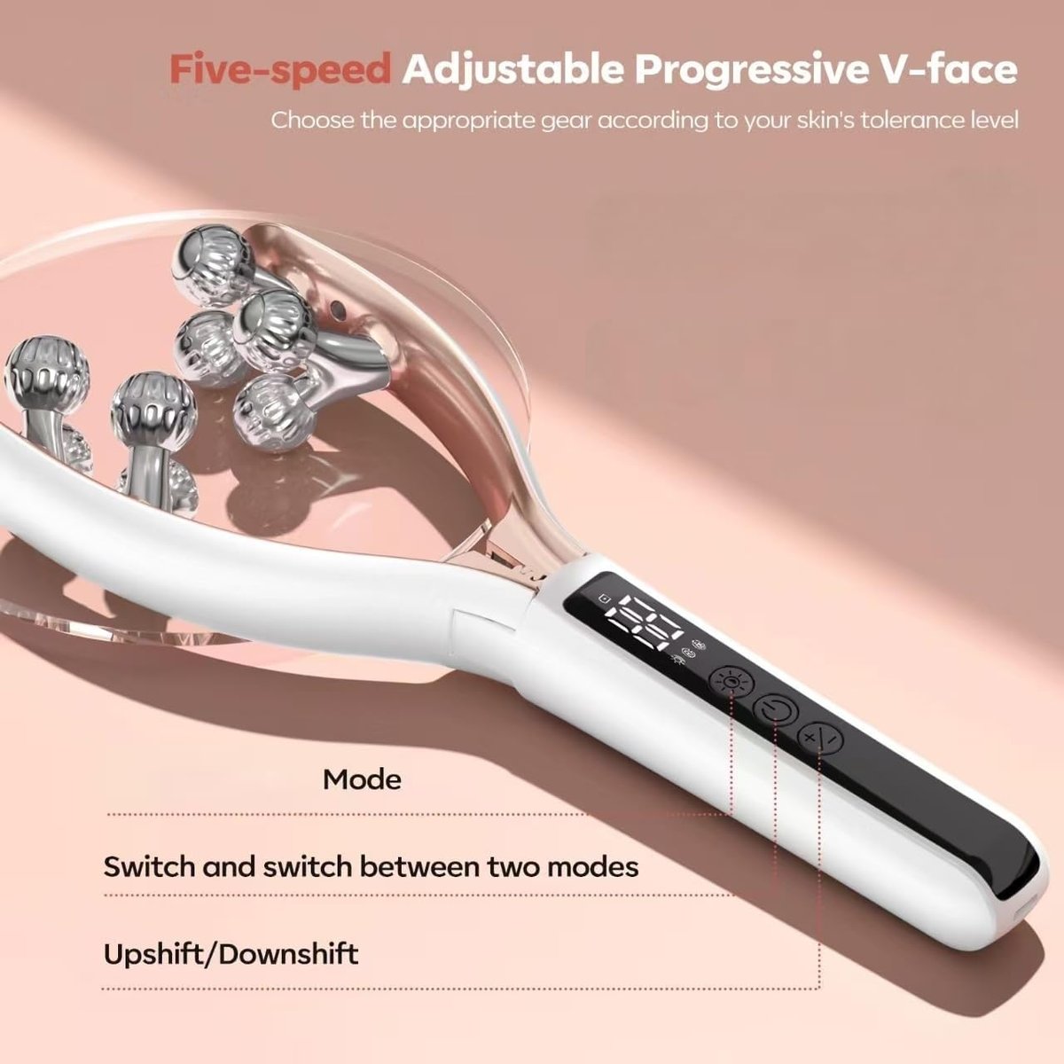 Doge&Vollar Facial Massager for Face and Neck – Rechargeable Lymphatic Drainage Contour Brush for Women, Korean Skin Care Shaper & Slimmer (Beige) Avelisse