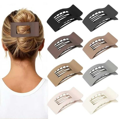 8 Pack Flat Hair Claw Clips for Women - Large Strong Hold Hair Barrettes for Thin Thick Hair - Black, Brown, Beige, Gray, White & More