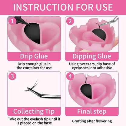 100PCS Glue Rings, Lovely Heart Shape, Lash Glue Holder Disposable Smart Lash Rings for Eyelash Extensions Blooming Volume Fanning No Spill Cups (Pink)