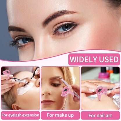 100PCS Glue Rings, Lovely Heart Shape, Lash Glue Holder Disposable Smart Lash Rings for Eyelash Extensions Blooming Volume Fanning No Spill Cups (Pink)