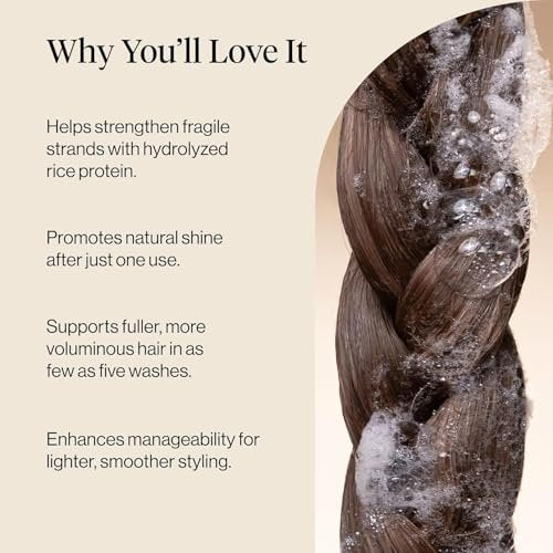 Kitsch Strengthening Rice Water Protein Shampoo – Hair Growth & Volumizing Shampoo for Thin, Fine & Damaged Hair – Paraben, Phthalates & Silicone Free – Made in USA – 12.3 oz Avelisse
