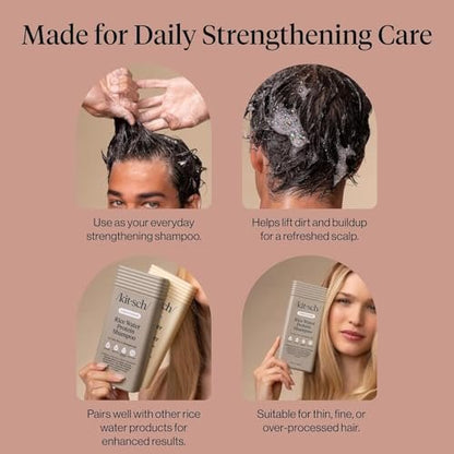 Kitsch Strengthening Rice Water Protein Shampoo – Hair Growth & Volumizing Shampoo for Thin, Fine & Damaged Hair – Paraben, Phthalates & Silicone Free – Made in USA – 12.3 oz Avelisse