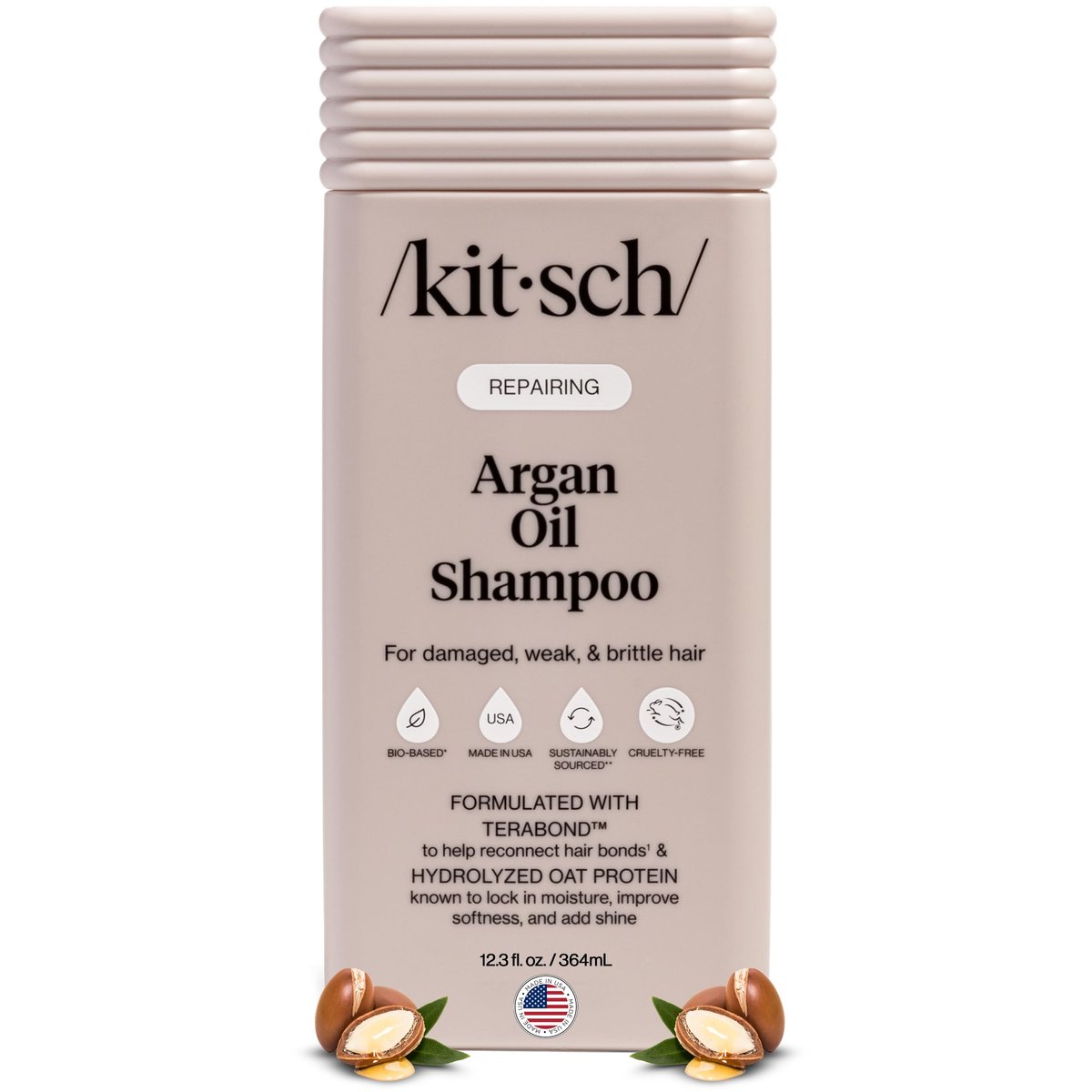 Kitsch Argan Oil Shampoo for Hair Growth – Repairing Shampoo with Terabond™ & Oat Protein – Hydrating, Sulfate-Free, Paraben-Free – 12.3 oz - görsel 2