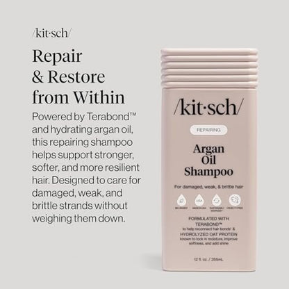Kitsch Argan Oil Shampoo for Hair Growth – Repairing Shampoo with Terabond™ & Oat Protein – Hydrating, Sulfate-Free, Paraben-Free – 12.3 oz