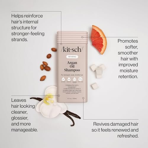 Kitsch Argan Oil Shampoo for Hair Growth – Repairing Shampoo with Terabond™ & Oat Protein – Hydrating, Sulfate-Free, Paraben-Free – 12.3 oz - görsel 3