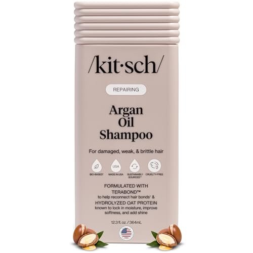 Kitsch Argan Oil Shampoo for Hair Growth – Repairing Shampoo with Terabond™ & Oat Protein – Hydrating, Sulfate-Free, Paraben-Free – 12.3 oz - görsel 1