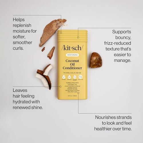 Kitsch Moisturizing Coconut Oil Liquid Conditioner for Women & Men – Deep Moisture, Shine & Manageability for Kinky, Curly & Coily Hair – Color-Safe, 12.3 oz - görsel 4