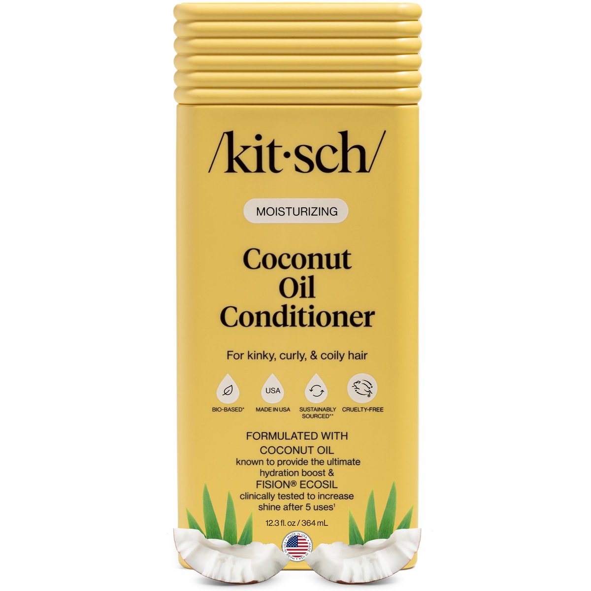 Kitsch Moisturizing Coconut Oil Liquid Conditioner for Women & Men – Deep Moisture, Shine & Manageability for Kinky, Curly & Coily Hair – Color-Safe, 12.3 oz - görsel 1