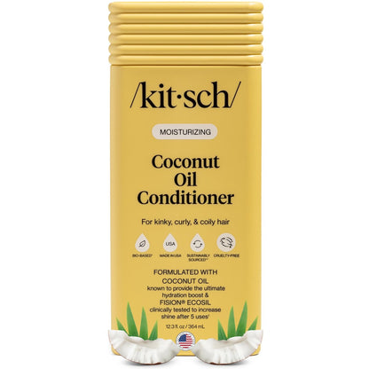 Kitsch Moisturizing Coconut Oil Liquid Conditioner for Women & Men – Deep Moisture, Shine & Manageability for Kinky, Curly & Coily Hair – Color-Safe, 12.3 oz